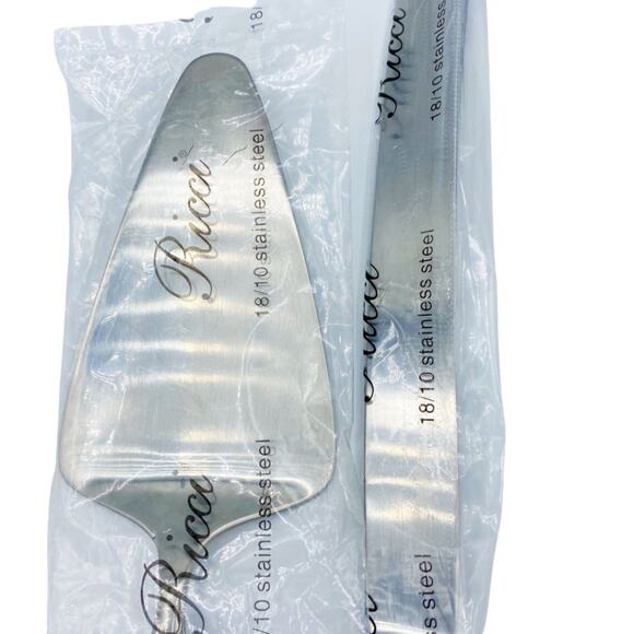 Ricci Stainless Brushed Wedding Cake Knife and Spatula Set - Picture 6 of 7